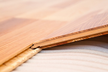 Installation of natural wood floorboard