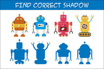 Kids game with robots,find correct shadows,template page