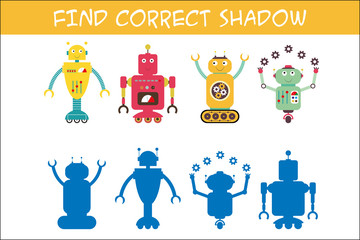 Kids game with robots,find correct shadows,template page