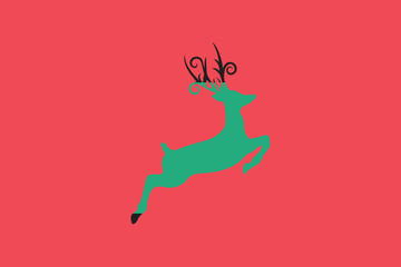 Obraz premium Abstract Red Green Deer Illustration