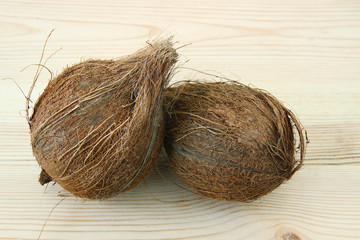 fresh coconuts on white background
