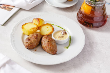 Meat Patties with Potatoes for Lunch