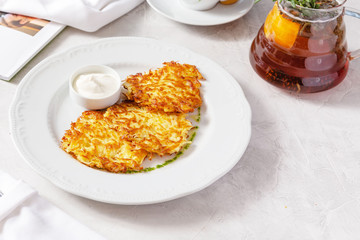 Potato patties in a plate on the table