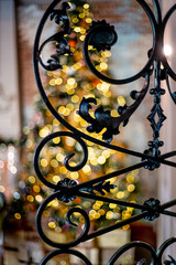 Christmas living room with a christmas tree and presents under it