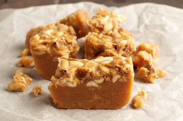 Old Fashioned Buttermilk Penuche Fudge candy with peanuts