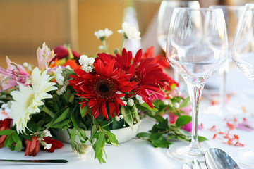 decorated table in the restaurant