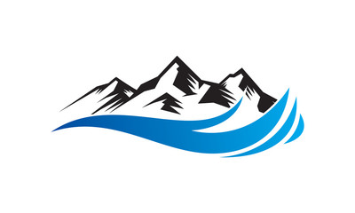 Mountain and wave logo