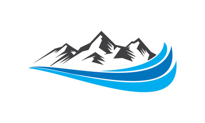 Mountain and wave logo