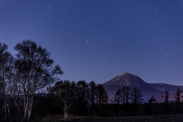 原村から月光に照らされた八ヶ岳の星空
