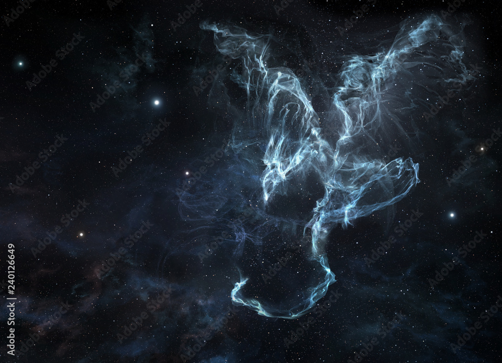 Canvas Prints cosmic nebula with dragon shape