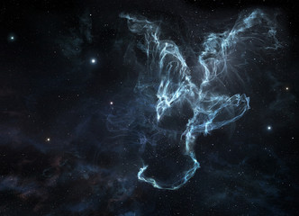 Cosmic nebula with dragon shape