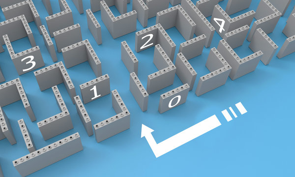 Maze and Labyrinth ,Blue arrows, trap business concepts and backgrounds / Illustration