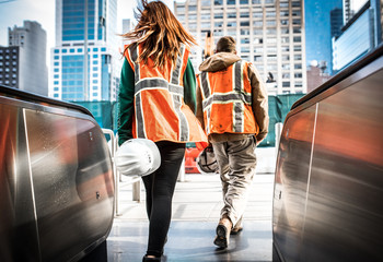 Construction workers in the city