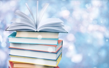 Collection of old books on background