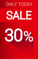 Discount banner for printing. Excellent quality. 30% discount. Vector illustration.