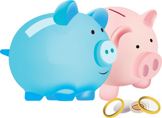 coppia di maialini con anelli e confetti