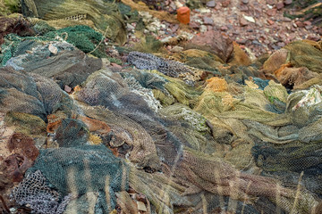 Multicolored fishing nets