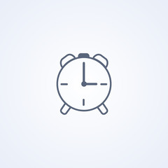 Alarm clock, vector best gray line icon