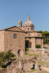 Streets, houses, and sights in Rome. Sunny summer footage from a trip to Italy