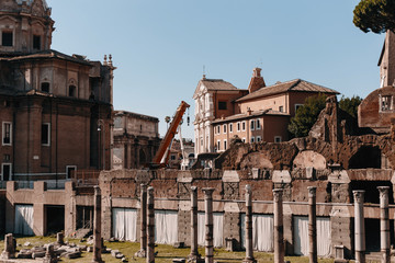 Streets, houses, and sights in Rome. Sunny summer footage from a trip to Italy