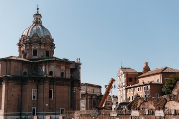 Streets, houses, and sights in Rome. Sunny summer footage from a trip to Italy