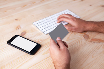 bank card businessman phone