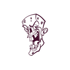 Cheese zombie head. Isolated vector illustration.