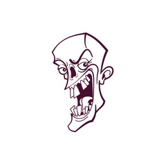 Zombie head line art. Isolated vector illustration.