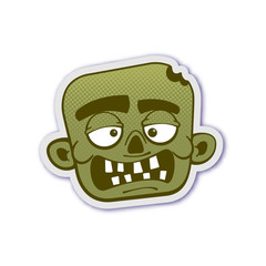 Zombie head with dotted halftone. Isolated vector illustration.