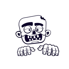 Zombie head. Isolated vector illustration.