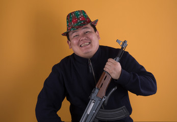 gangster with an AK-47 rifle