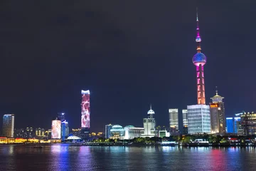 Foto op Plexiglas Shanghai. The tower is the Pearl of the East and skyscrapers of Pudong district. © KVN1777
