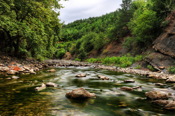 Naklejka na ściany i meble Long exposure of Kurtun creek in Samsun, Turkey