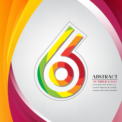 abstract number six rainbow style, arc colorful background vector