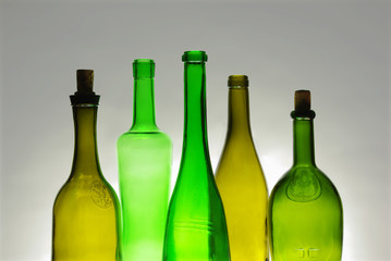 Empty bottles from wine
