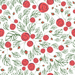 Seamless roses pattern. Vector floral background