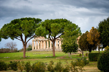 Fototapeta na wymiar Paestum. Ancient roman temple of Ceres (Athena) at Paestum, Italy