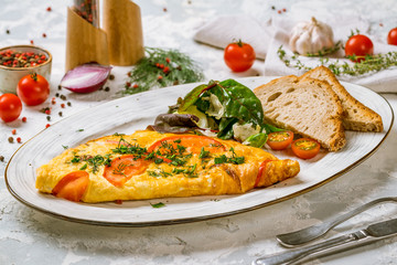 omelette breakfast on plate