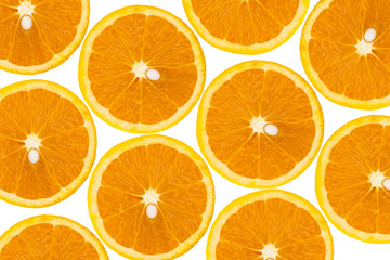 orange cut and jouice isolated in white background