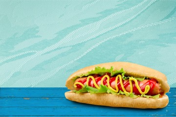 Barbecue Grilled Hot Dog with Yellow Mustard