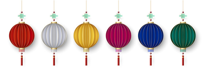 Set of lantern, design for chinese holiday, vector illustration.