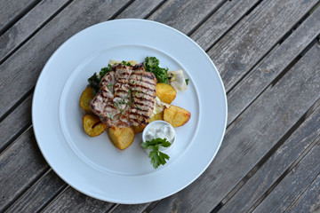 Pork steak with potatoes