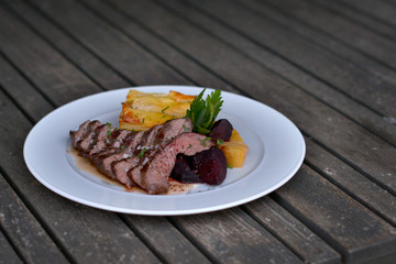 Pork steak with gratinated potatoes