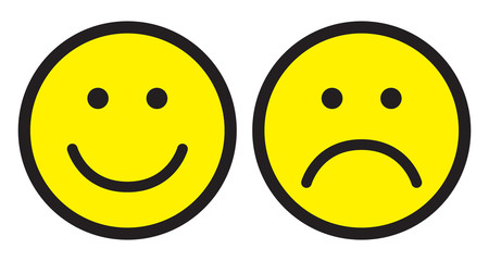 Happy and sad face icons.