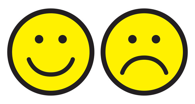 Happy and sad face icons.