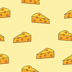 Yellow seamless background with cheese pattern 
