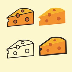 Illustration of piece of cheese isolated on white background