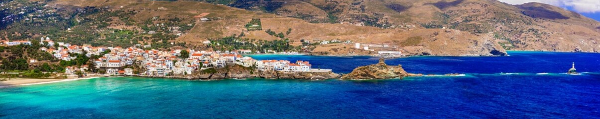 Fototapeta na wymiar Greece - Andros island, Cyclades, panoramic view of Chora village