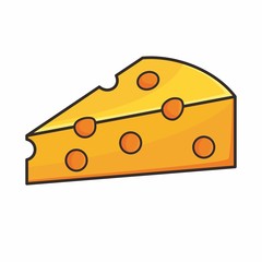 Piece of cheese isolated on white background