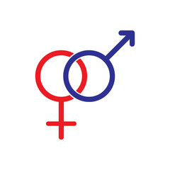 Male and female gender symbols. Icon.